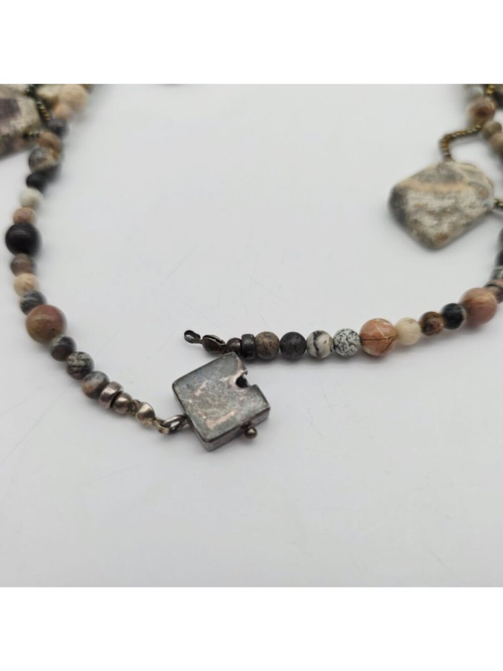 Natural Gemstone 925 Sterling Silver Beaded Multi Color Necklace 15" - Picture 7 of 7